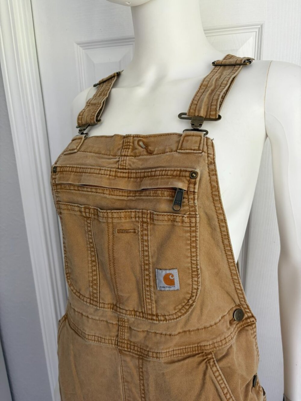 Carhart Size Small Short Tan Khaki Overalls 2018 Work Dungarees - Picture 9 of 14